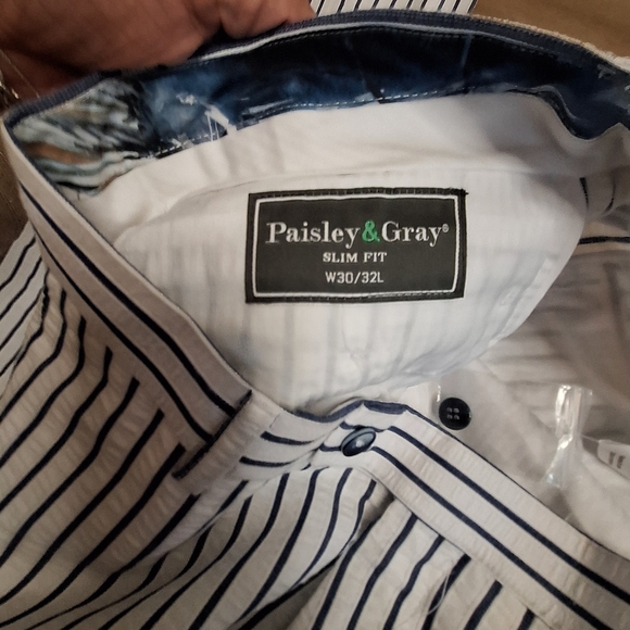 Paisley & Gray Slim Fit White & Blue Striped Pant W30 x 32L NW0T Suit Seperate - Picture 10 of 14